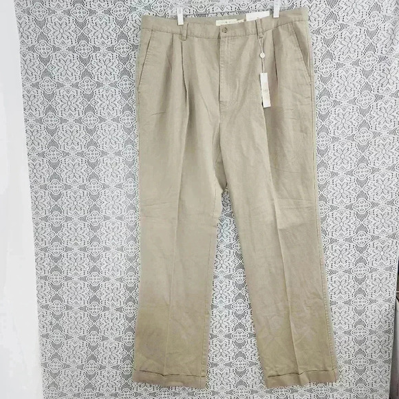 NWT Joseph Abboud chino khaki pleated men's pants 40x34 - Picture 1 of 7